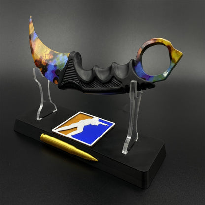 CS2 Emerald Web Karambit Case Hardened Skin Replica Dull Blade Trainer Knife Collectible Model