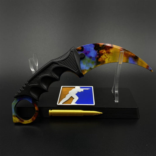 CS2 Emerald Web Karambit Case Hardened Skin Replica Dull Blade Trainer Knife Collectible Model