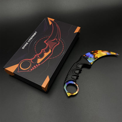 CS2 Emerald Web Karambit Case Hardened Skin Replica Dull Blade Trainer Knife Collectible Model