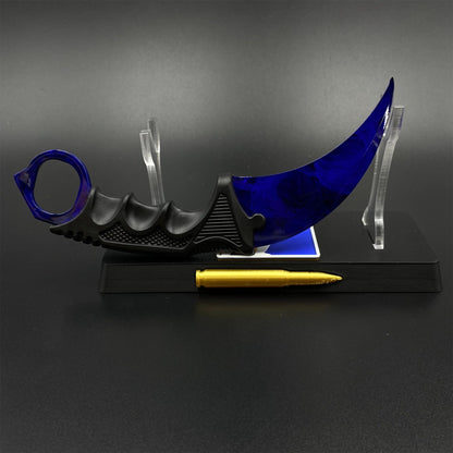 CS2 Game Karambit Doppler Sapphire Skin Replica Dull Blade Trainer Knife For Collection