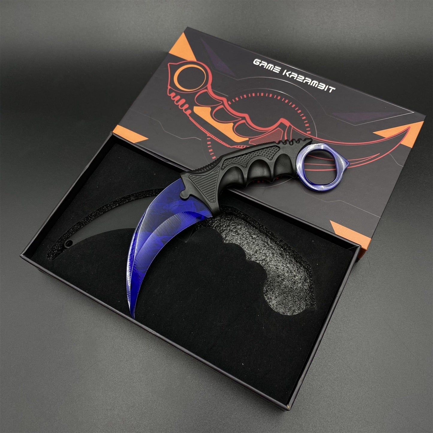 CS2 Game Karambit Doppler Sapphire Skin Replica Dull Blade Trainer Knife For Collection