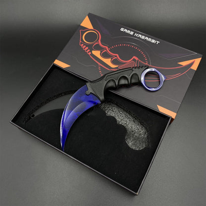 CS2 Game Karambit Doppler Sapphire Skin Replica Dull Blade Trainer Knife For Collection