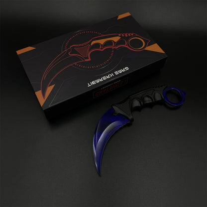 CS2 Game Karambit Doppler Sapphire Skin Replica Dull Blade Trainer Knife For Collection