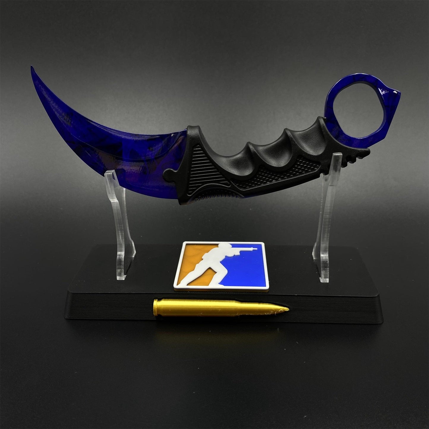 CS2 Game Karambit Doppler Sapphire Skin Replica Dull Blade Trainer Knife For Collection