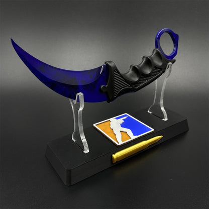 CS2 Game Karambit Doppler Sapphire Skin Replica Dull Blade Trainer Knife For Collection