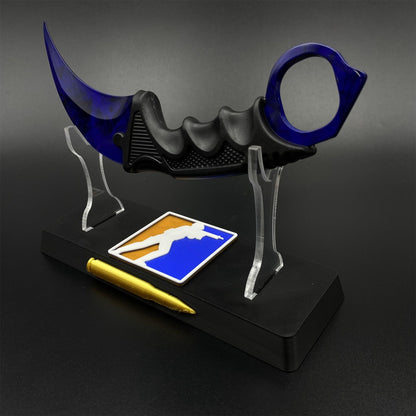 CS2 Game Karambit Doppler Sapphire Skin Replica Dull Blade Trainer Knife For Collection