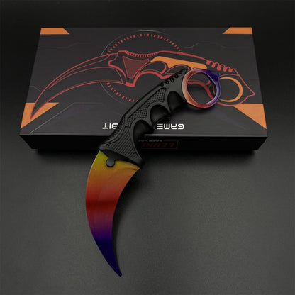 CS2 Game Karambit Fade Skin Replica Dull Blade Trainer Knife For Collection