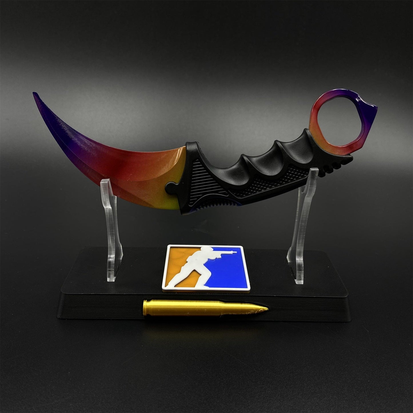 CS2 Game Karambit Fade Skin Replica Dull Blade Trainer Knife For Collection