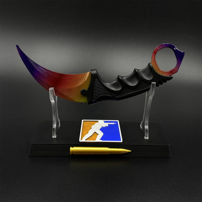 CS2 Game Karambit Fade Skin Replica Dull Blade Trainer Knife For Collection