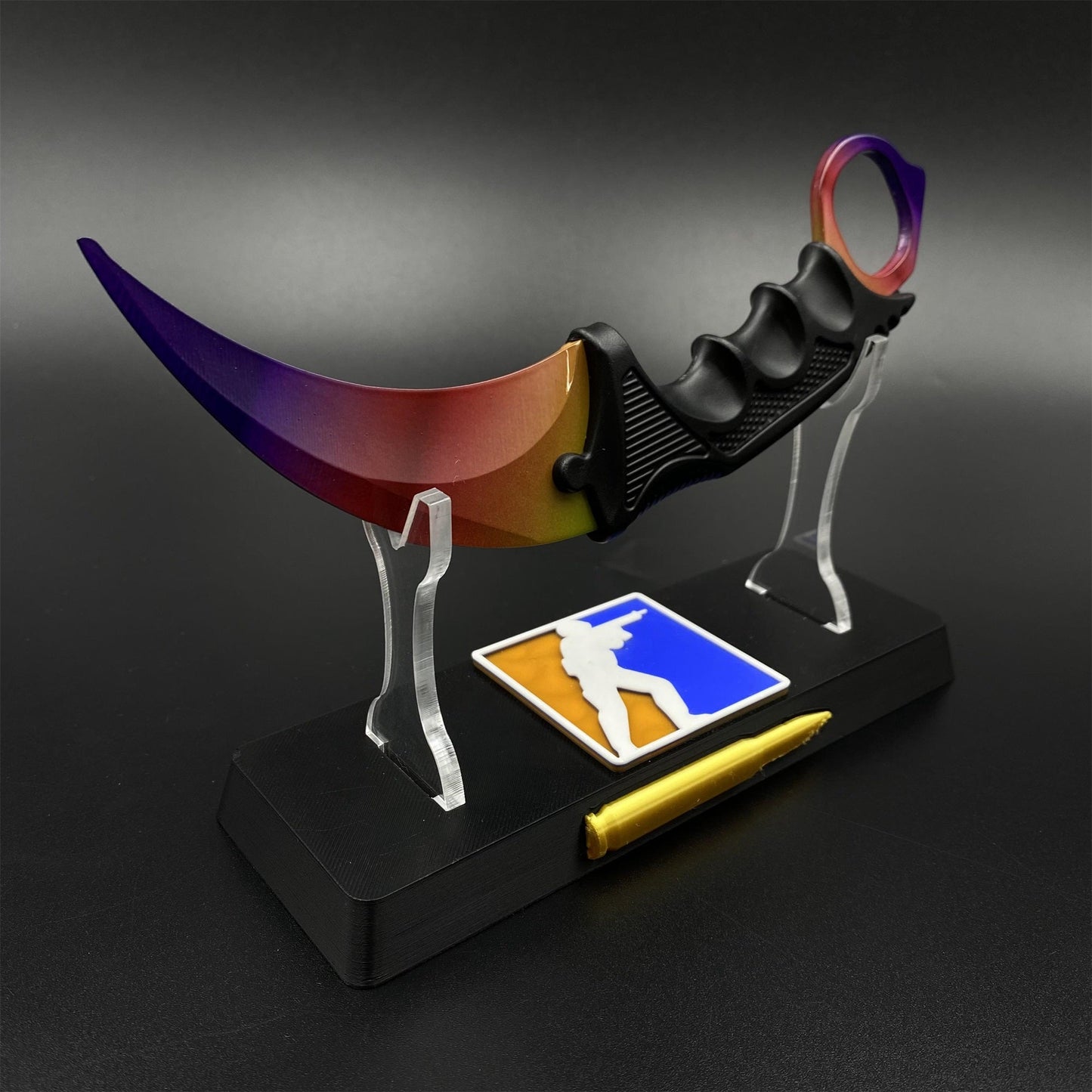CS2 Game Karambit Fade Skin Replica Dull Blade Trainer Knife For Collection