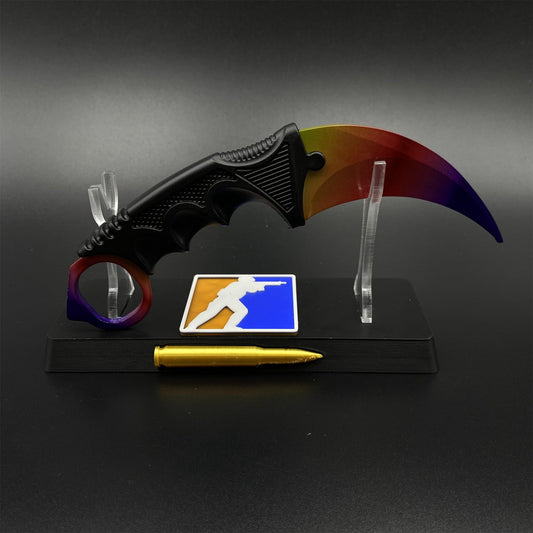 CS2 Game Karambit Fade Skin Replica Dull Blade Trainer Knife For Collection