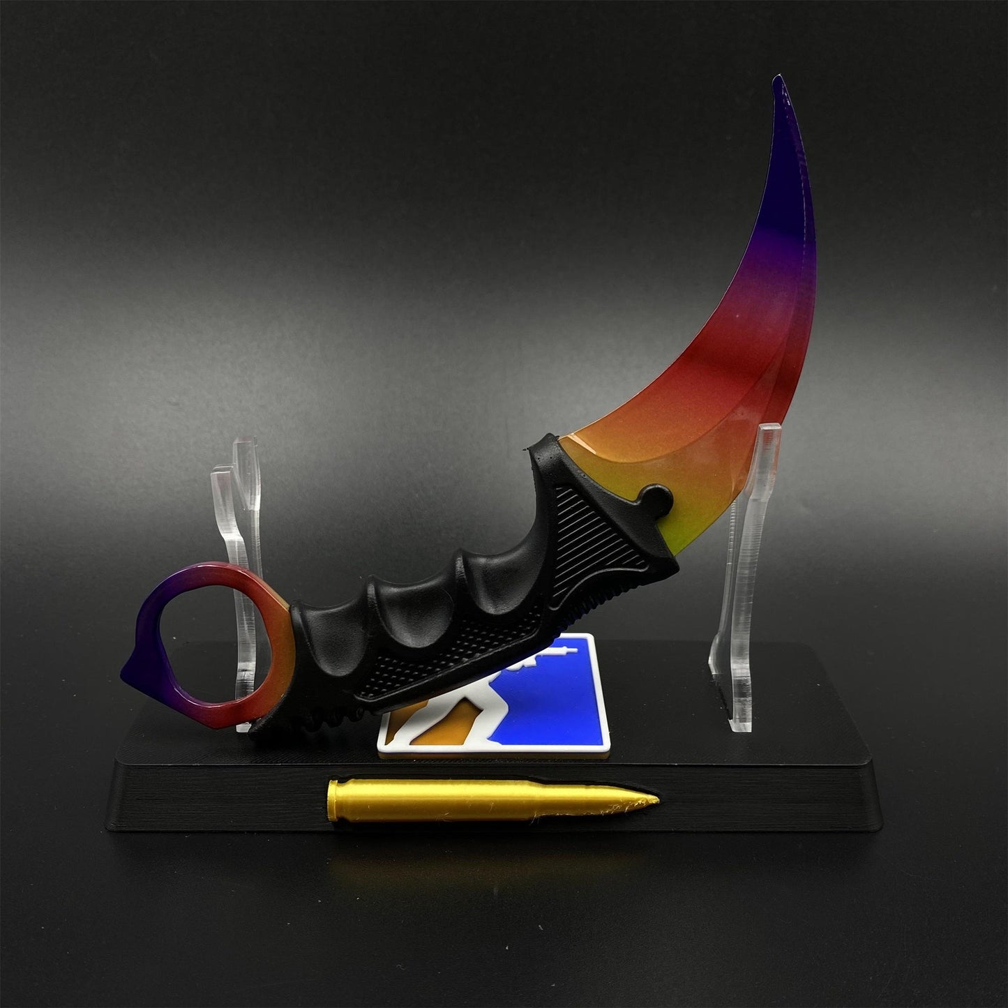 CS2 Game Karambit Fade Skin Replica Dull Blade Trainer Knife For Collection