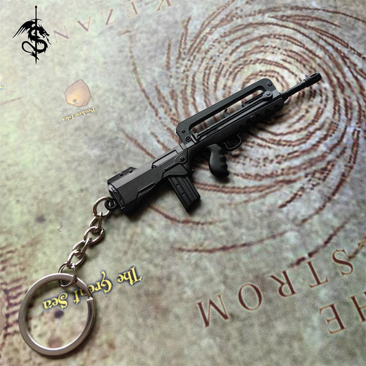 Metal Famas Tiny Gun Model Keychain