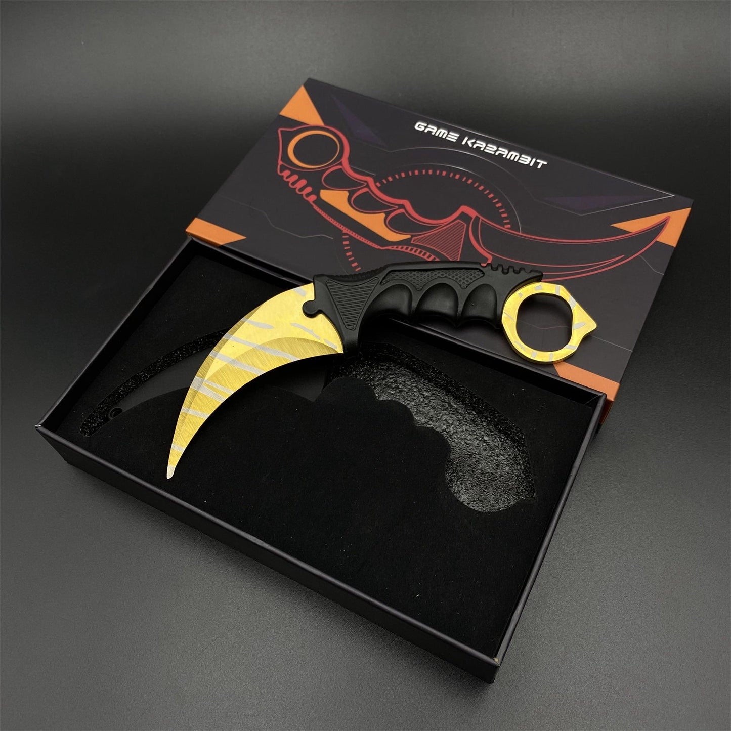 CS2 Game Karambit Tiger Tooth Skin Replica Dull Blade Trainer Knife For Collection