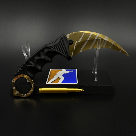 CS2 Game Karambit Tiger Tooth Skin Replica Dull Blade Trainer Knife For Collection