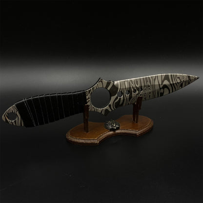 CS Game Skeleton Knife Damascus Skin Alloy Model-Dull Blade Prop