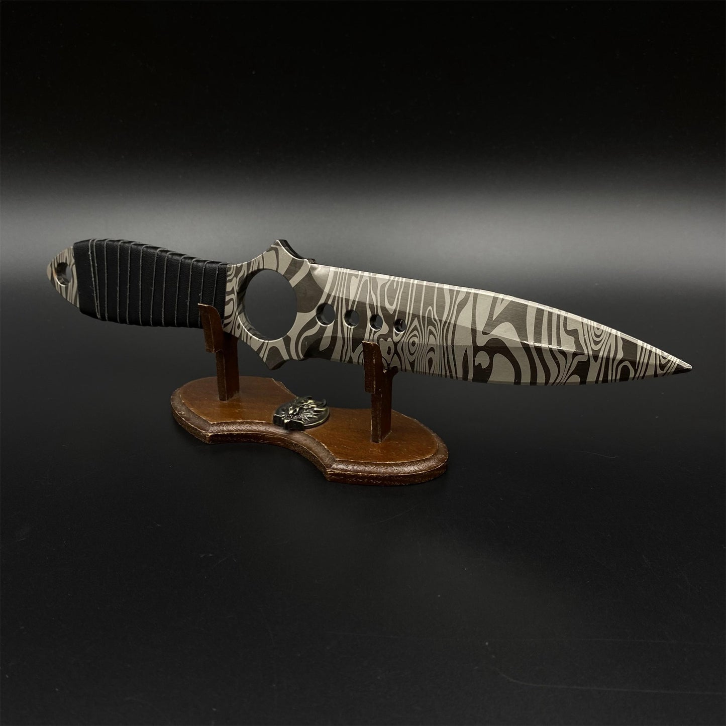 CS Game Skeleton Knife Damascus Skin Alloy Model-Dull Blade Prop