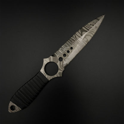 CS Game Skeleton Knife Damascus Skin Alloy Model-Dull Blade Prop