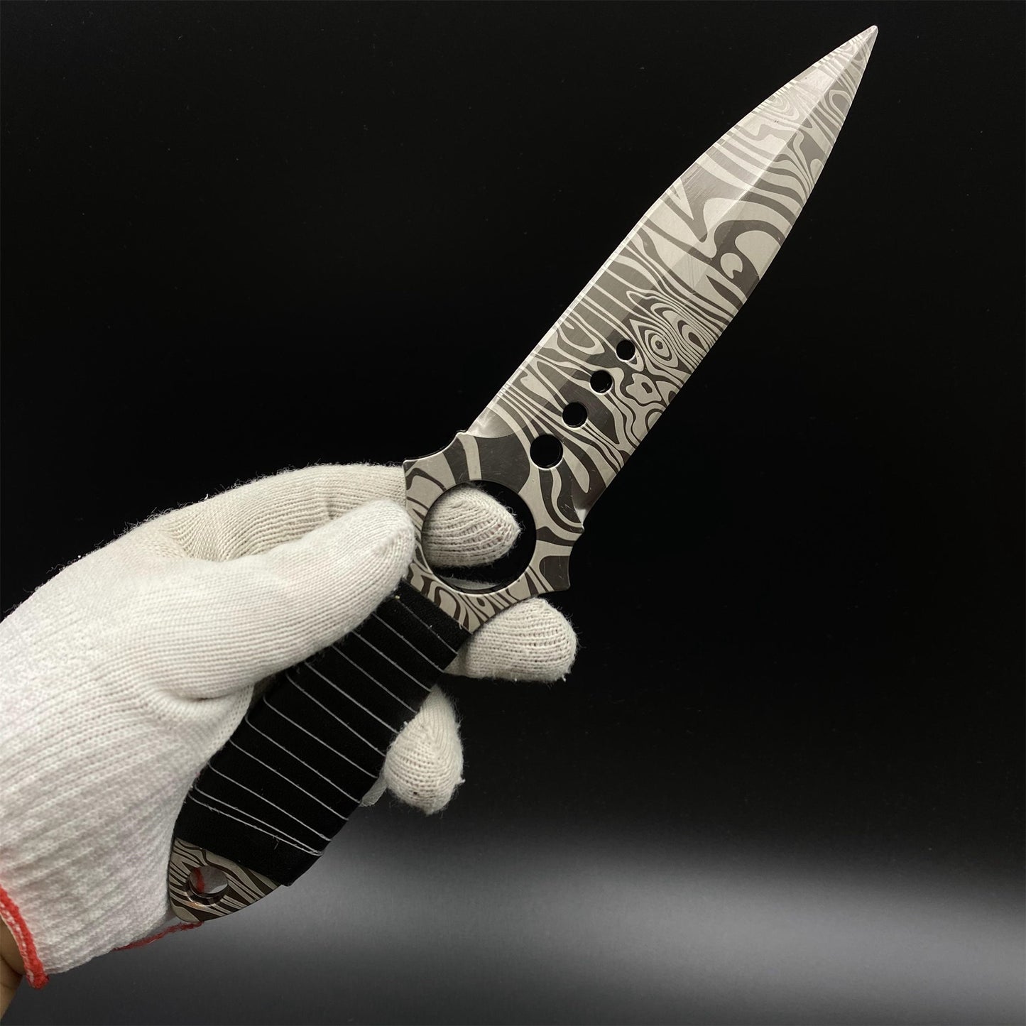 CS Game Skeleton Knife Damascus Skin Alloy Model-Dull Blade Prop
