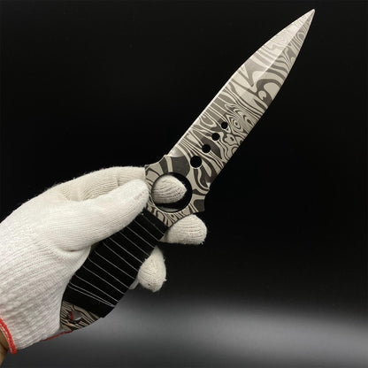 CS Game Skeleton Knife Damascus Skin Alloy Model-Dull Blade Prop