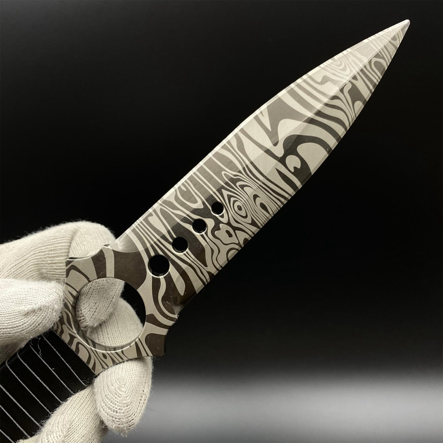 CS Game Skeleton Knife Damascus Skin Alloy Model-Dull Blade Prop