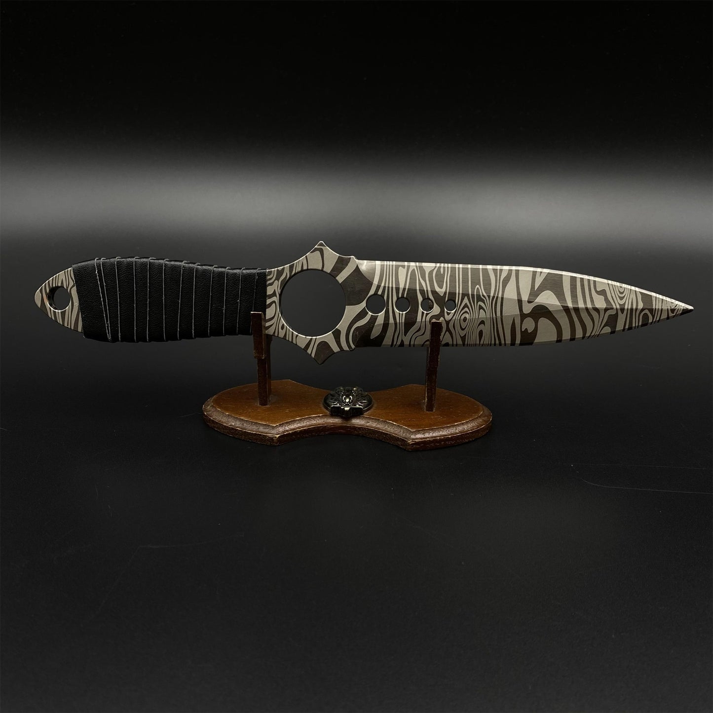 CS Game Skeleton Knife Damascus Skin Alloy Model-Dull Blade Prop