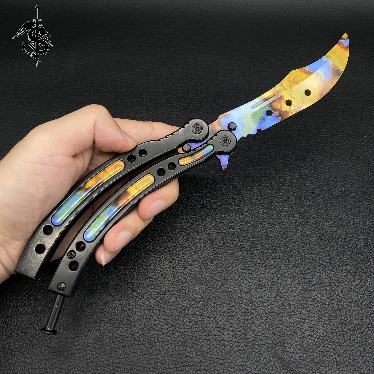 Case Hardened Skin Balisong & Stickers & 4 Keychains &Random 1 AK With Gift Case