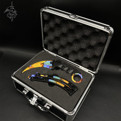 Case Hardened Skin Balisong & Stickers & 4 Keychains &Random 1 AK With Gift Case