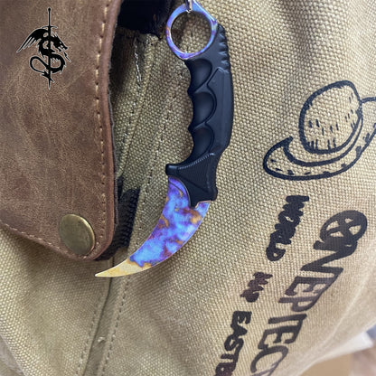 Case Hardened Skin Mini Karambit Keychain