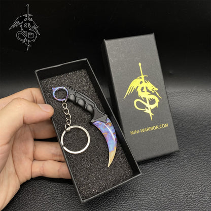 Case Hardened Skin Mini Karambit Keychain