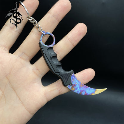 Case Hardened Skin Mini Karambit Keychain