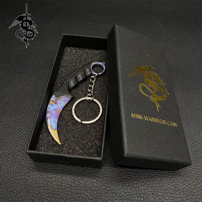 Case Hardened Skin Mini Karambit Keychain