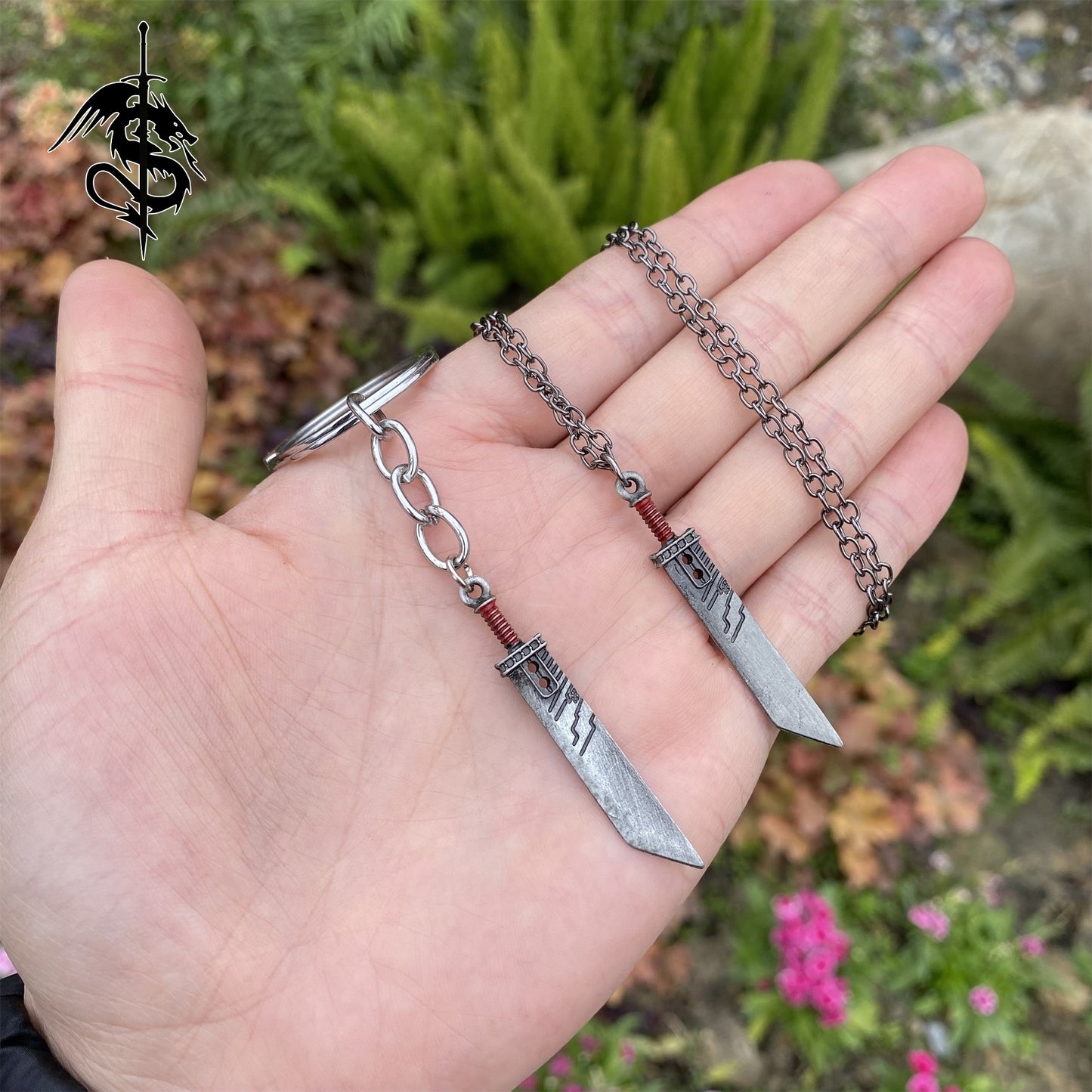 Cloud Strife's Fusion Sword Keychain Necklace Miniature