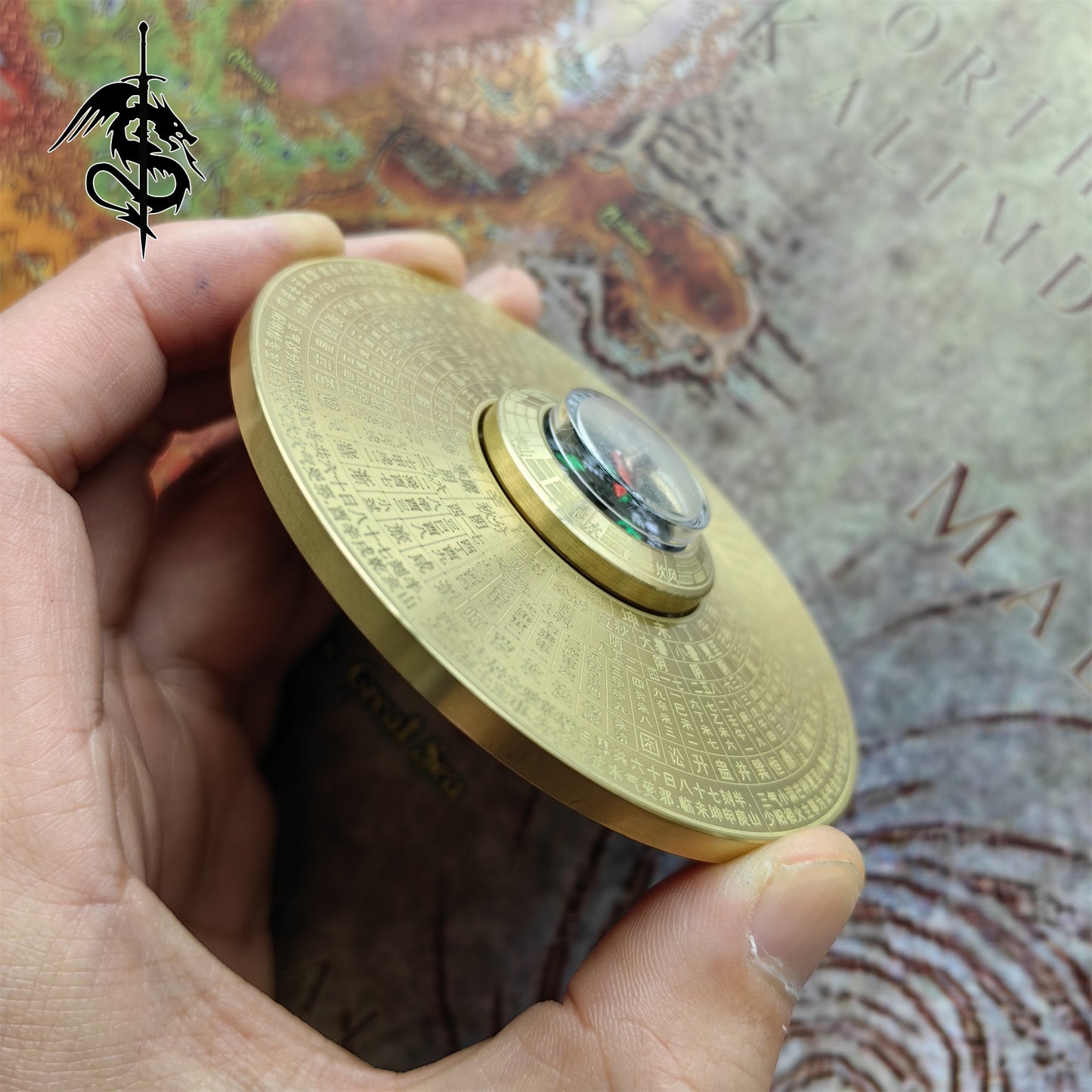 Brass Bagua Compass Finger Spinner