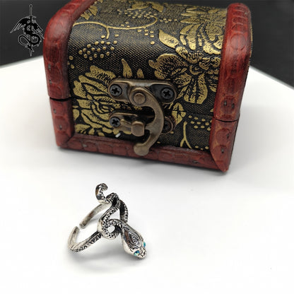 Covetous Silver Serpent Alloy Open Ring