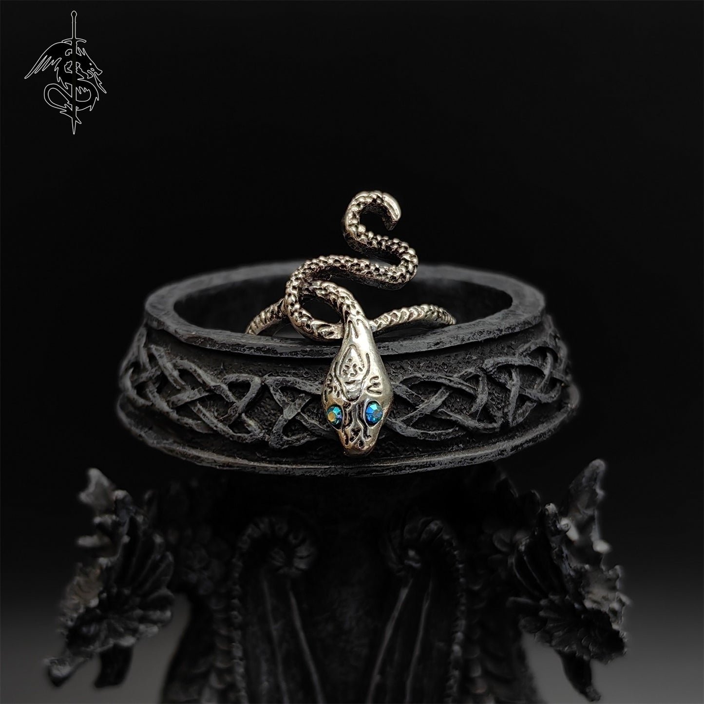 Covetous Silver Serpent Alloy Open Ring