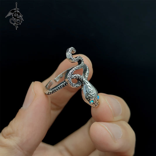 Covetous Silver Serpent  Alloy Open Ring Cool Gamer Gift