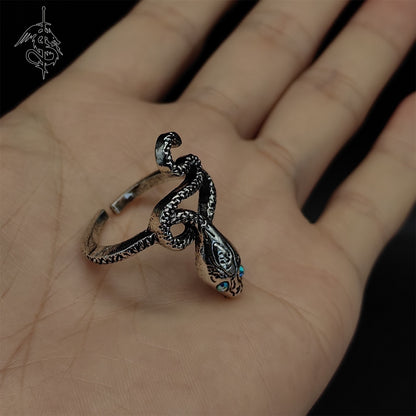 Covetous Silver Serpent Alloy Open Ring