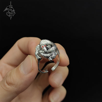 Covetous Sliver Serpent Ring Alloy Open Ring