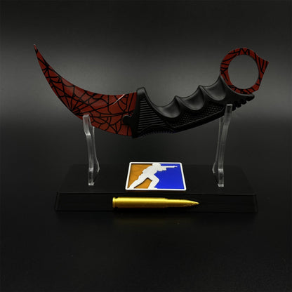 CS2 Game Karambit Crimson Web Skin Replica Dull Blade Trainer Knife For Collection