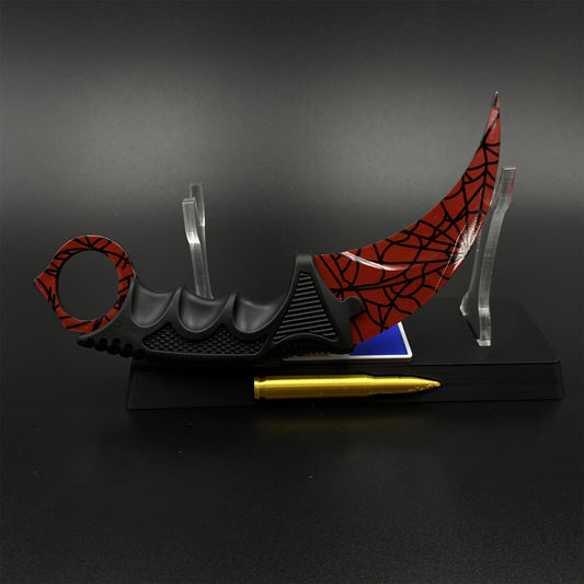CS2 Game Karambit Crimson Web Skin Replica Dull Blade Trainer Knife For Collection