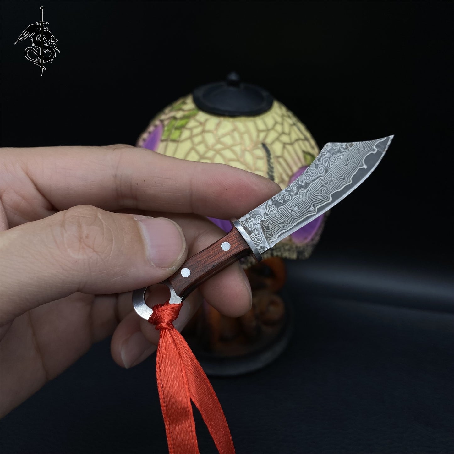High-End Damascus Tiny Greatsword Mini EDC Knife