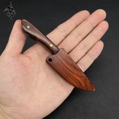 High-End Wood Handle Damascus Tiny EDC Knife