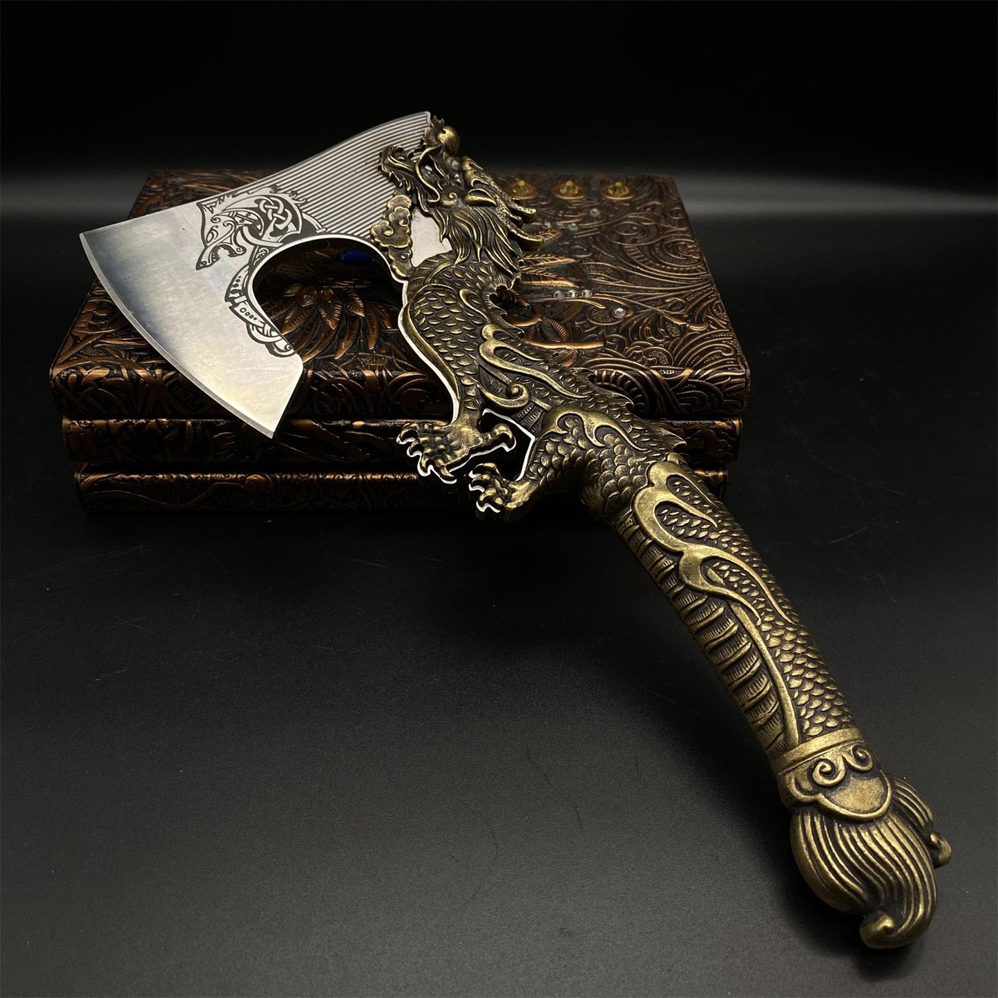 Decorative Brass Dragon Sculpture Battle Axe
