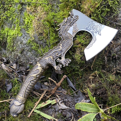 Decorative Brass Dragon Sculpture Battle Axe