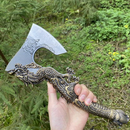 Decorative Brass Dragon Sculpture Battle Axe
