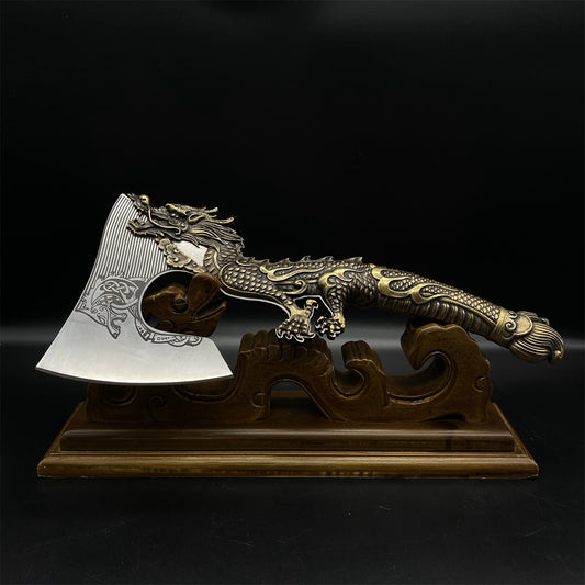 Decorative Brass Dragon Sculpture Battle Axe