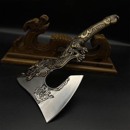Decorative Brass Dragon Sculpture Battle Axe