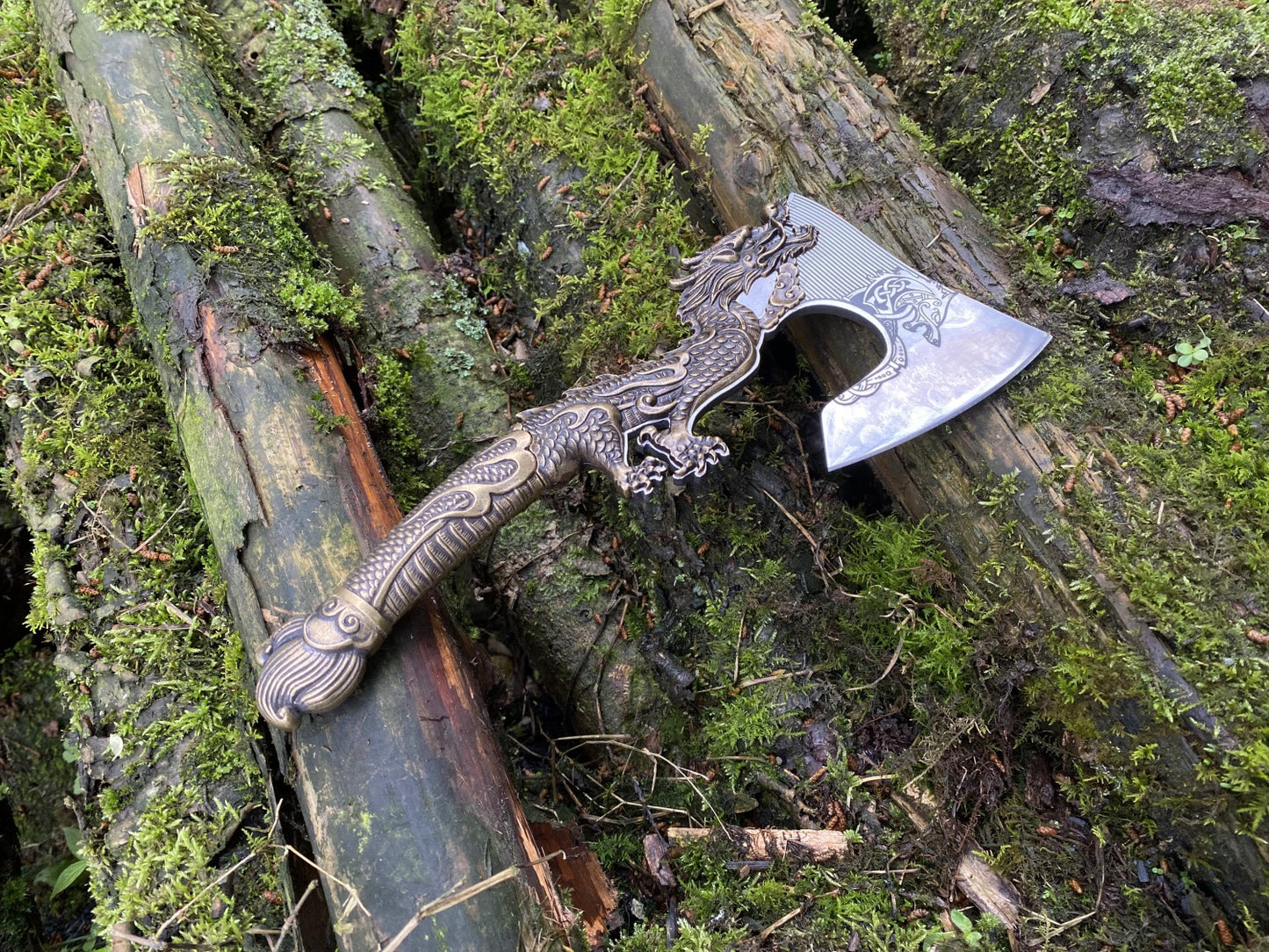 Decorative Brass Dragon Sculpture Battle Axe