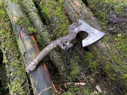 Decorative Brass Dragon Sculpture Battle Axe